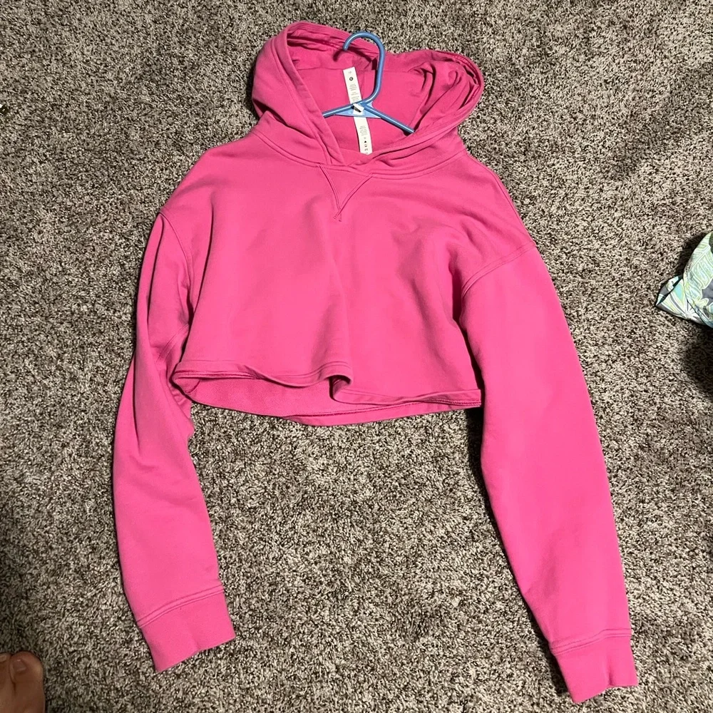 lululemon athletica Cropped Hoodie in Bright Pink Size 10